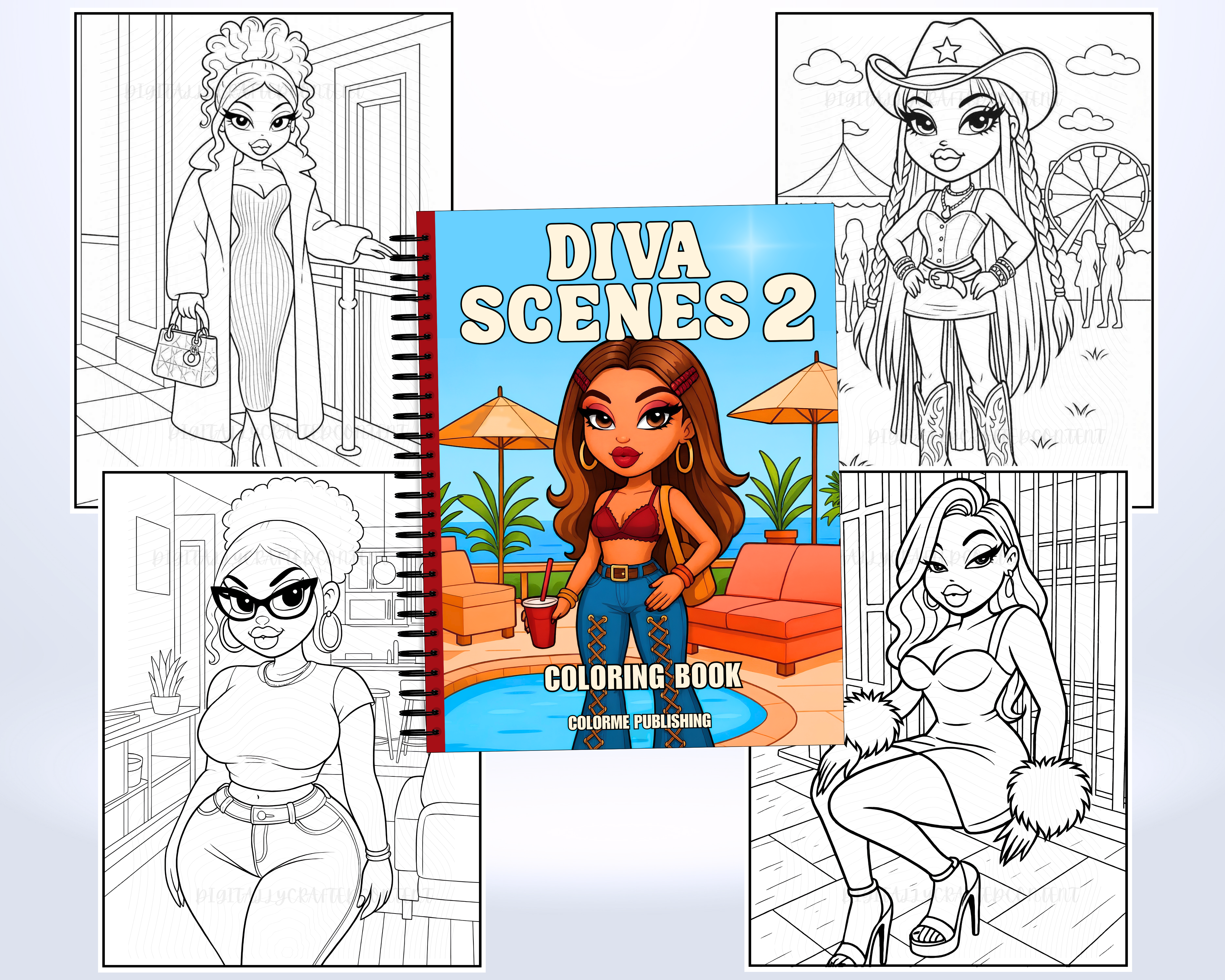 Diva Scenes 2 Coloring Book : 30 Coloring Pages of Fashion Dolls
