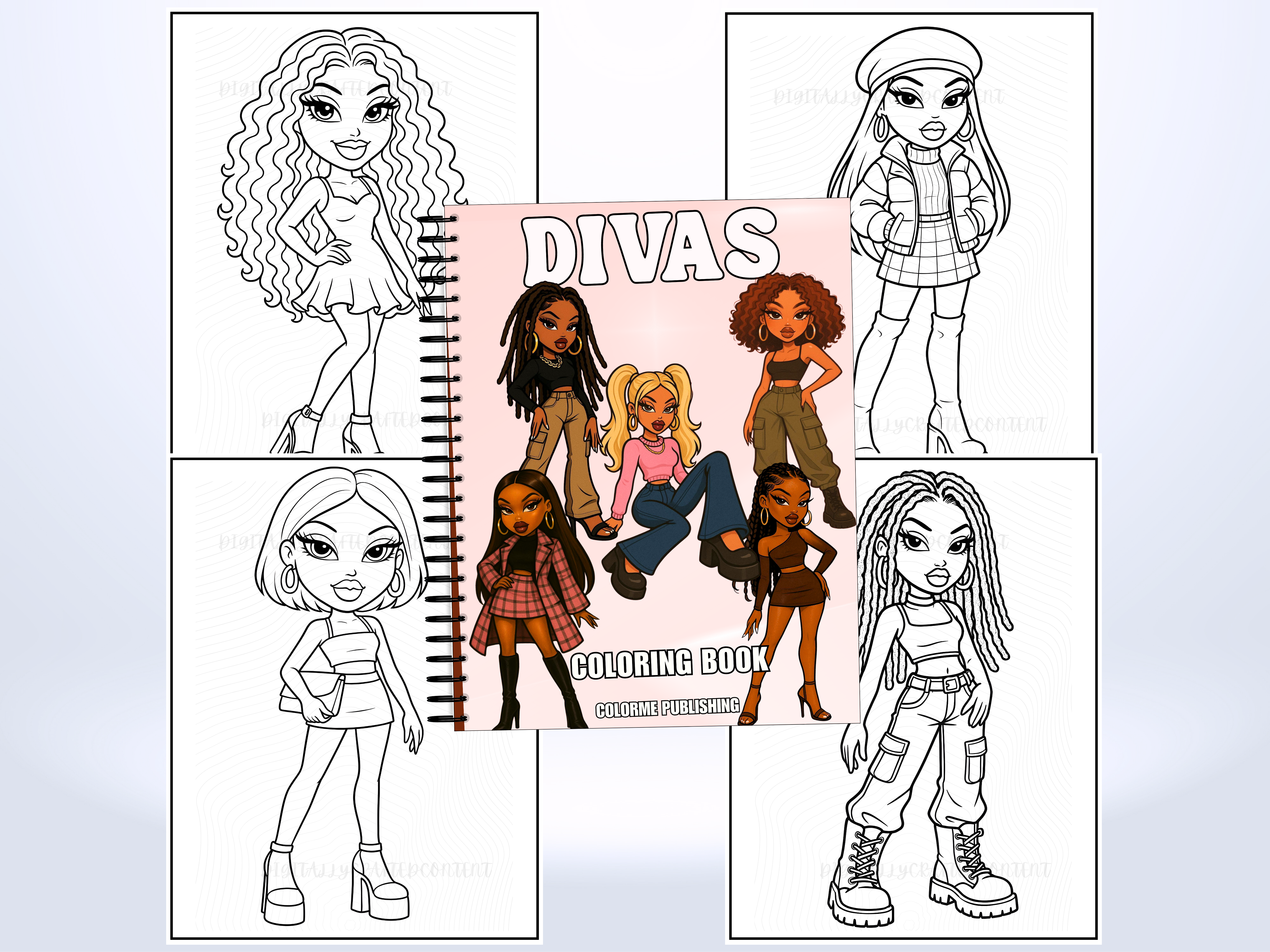Divas Fashion Coloring Book: 30 Coloring Pages, Dolls - Spiral Edition Physical Book