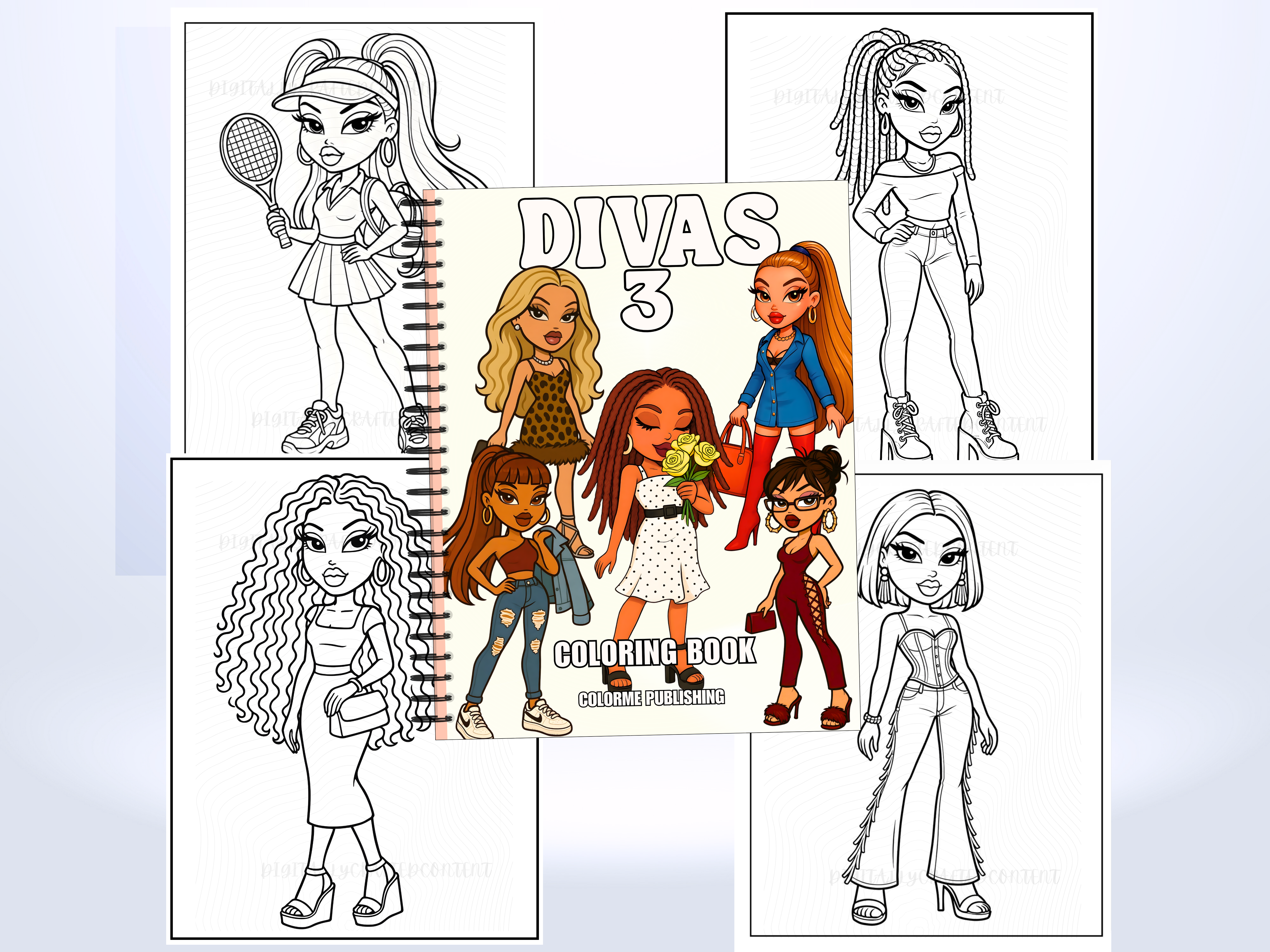 Divas 3 Coloring Book Spiral: 30 Coloring Pages, Fashion Dolls