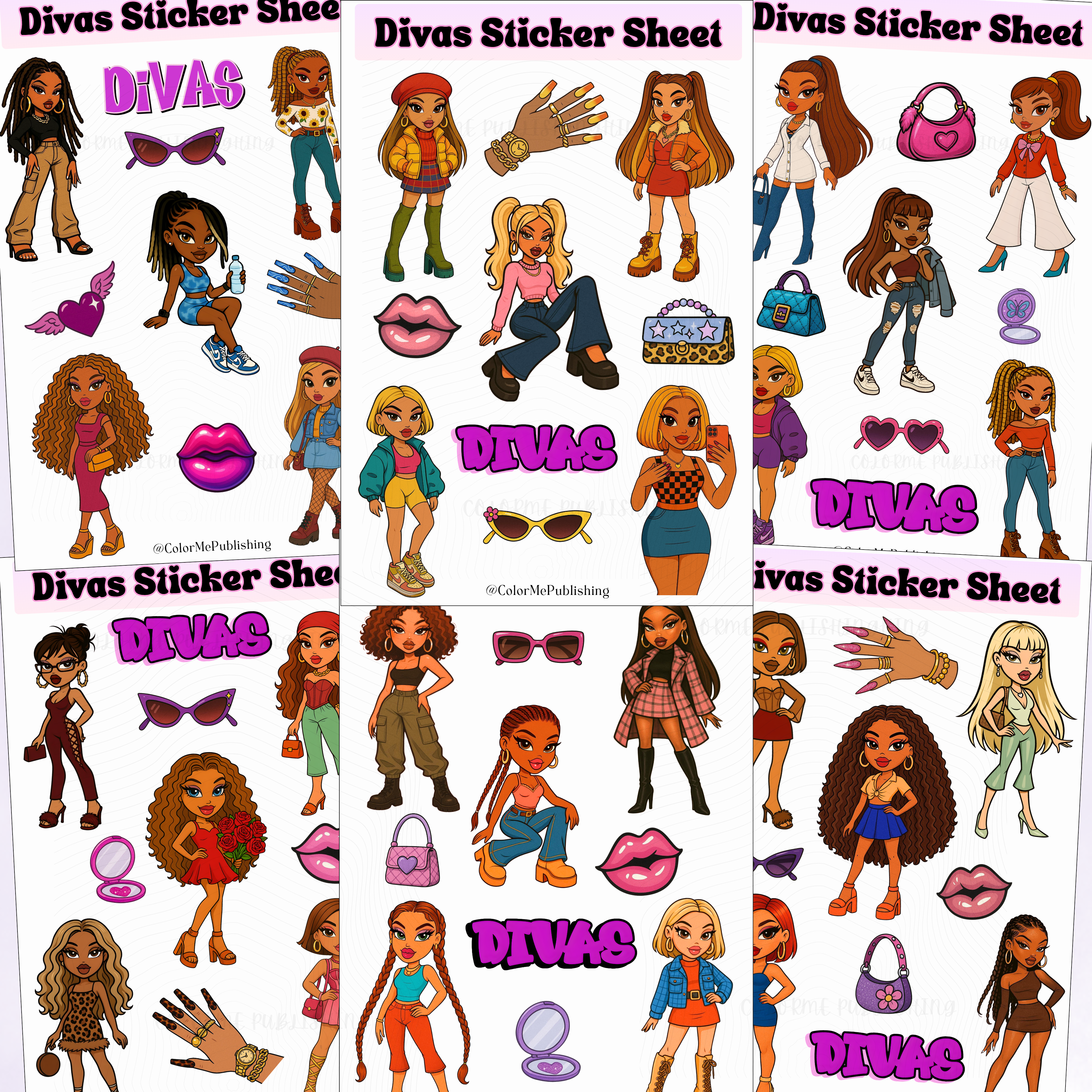Divas Coloring Book & 6 Stickers Sheets