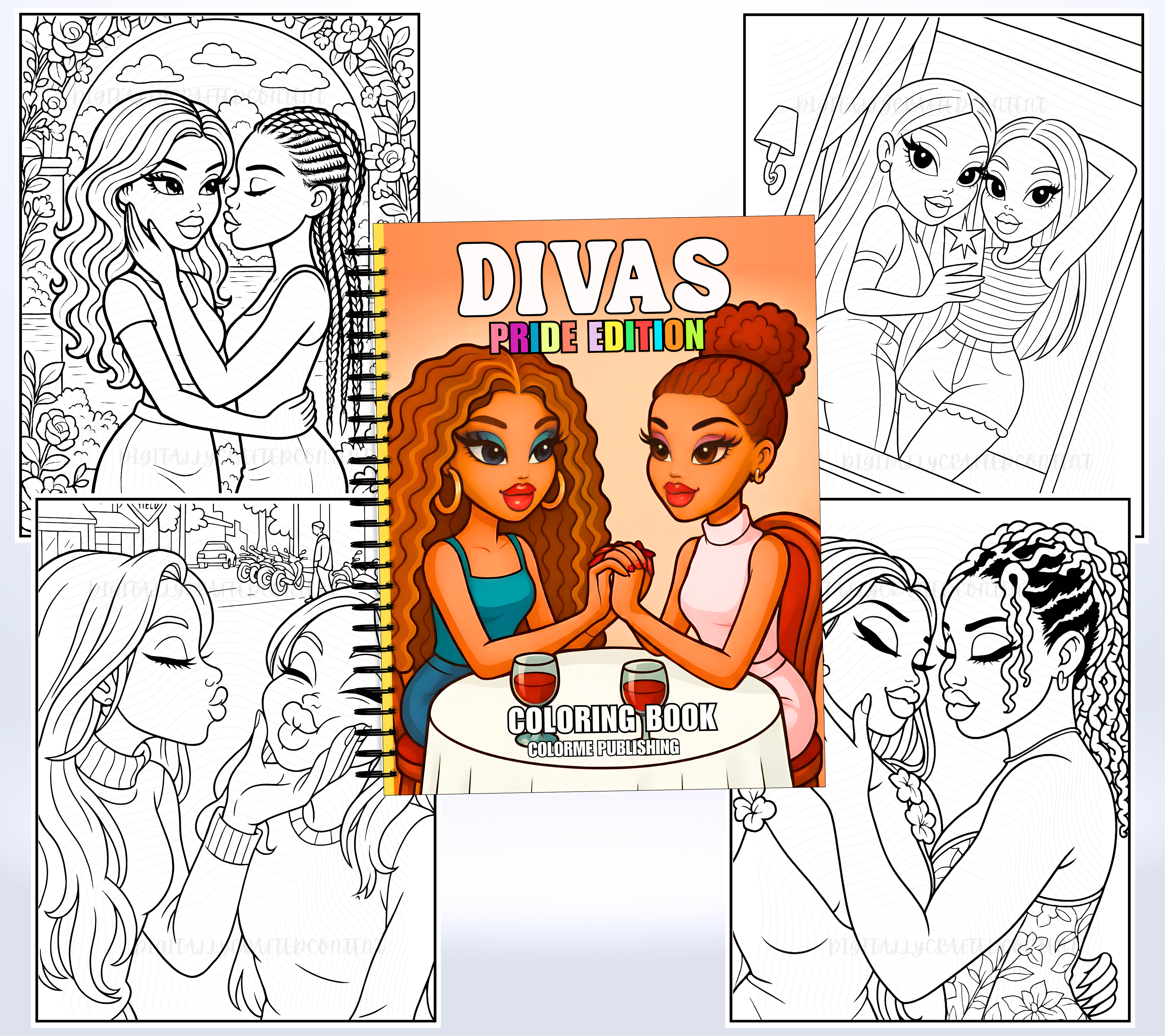 Divas Pride Couples Edition Spiral Coloring Book: 30 Coloring Pages, Dolls