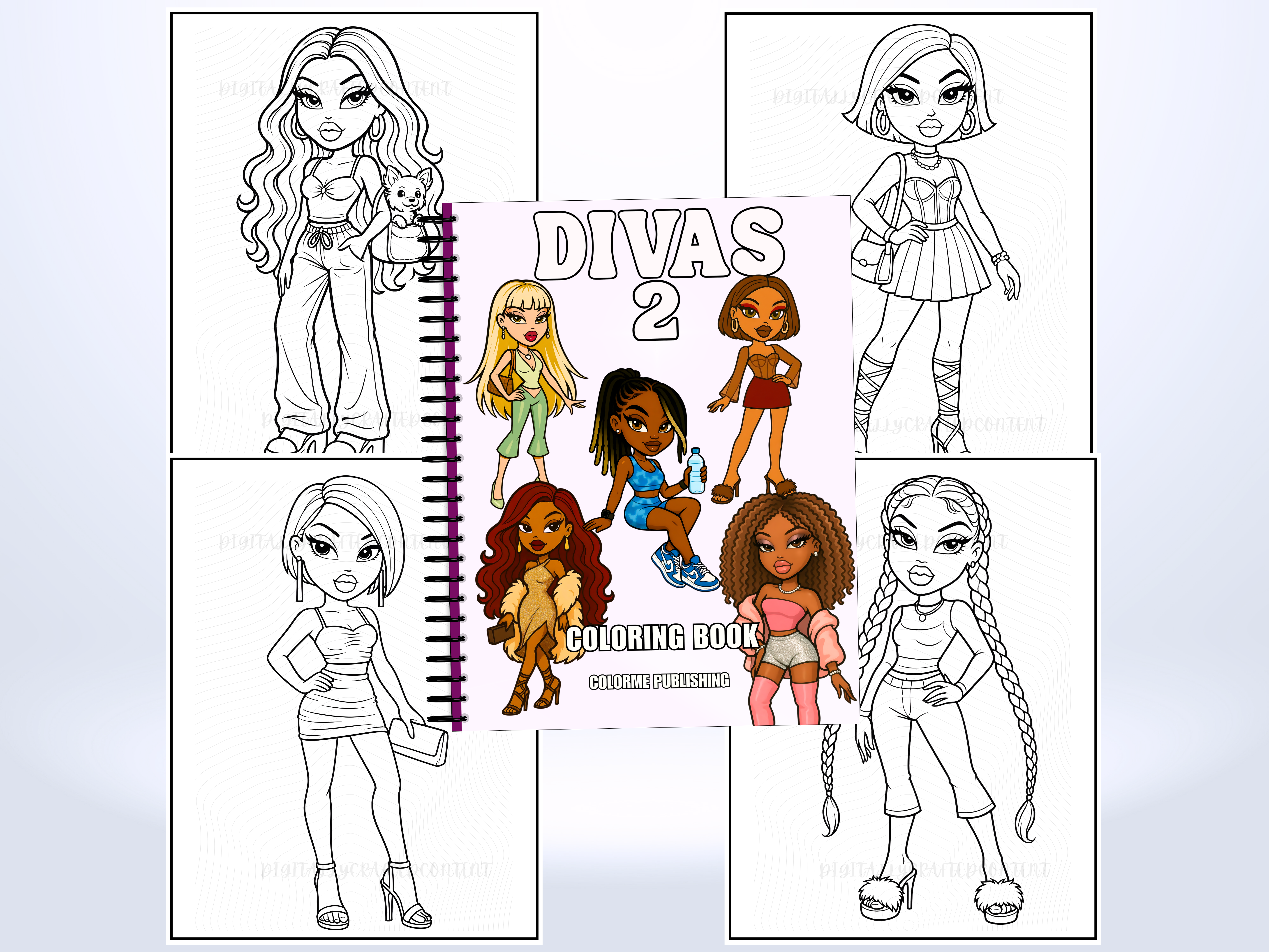 Divas 2 Fashion Coloring Book: 30 Coloring Pages, Dolls - Spiral Edition Physical Book
