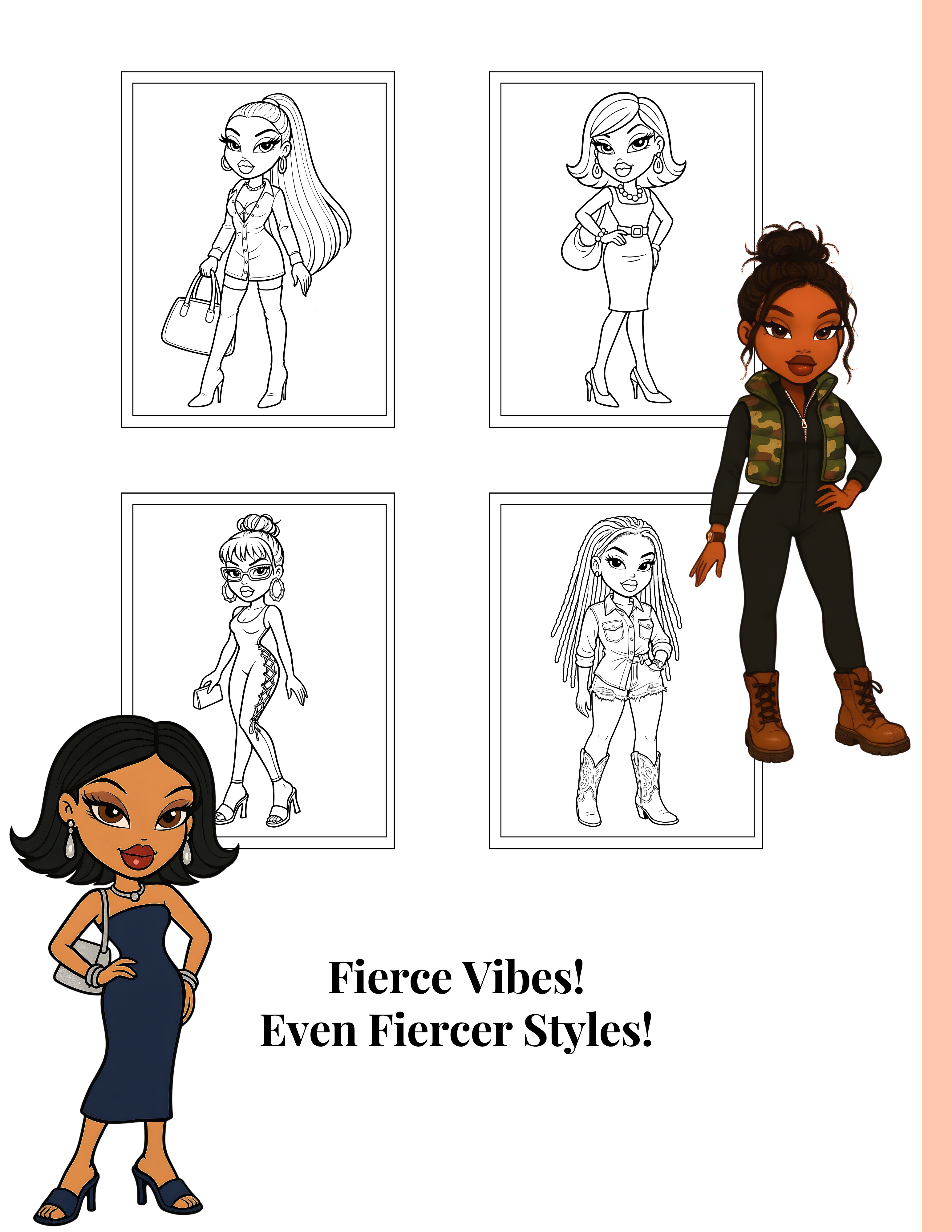 Divas 3 Coloring Book Spiral: 30 Coloring Pages, Fashion Dolls