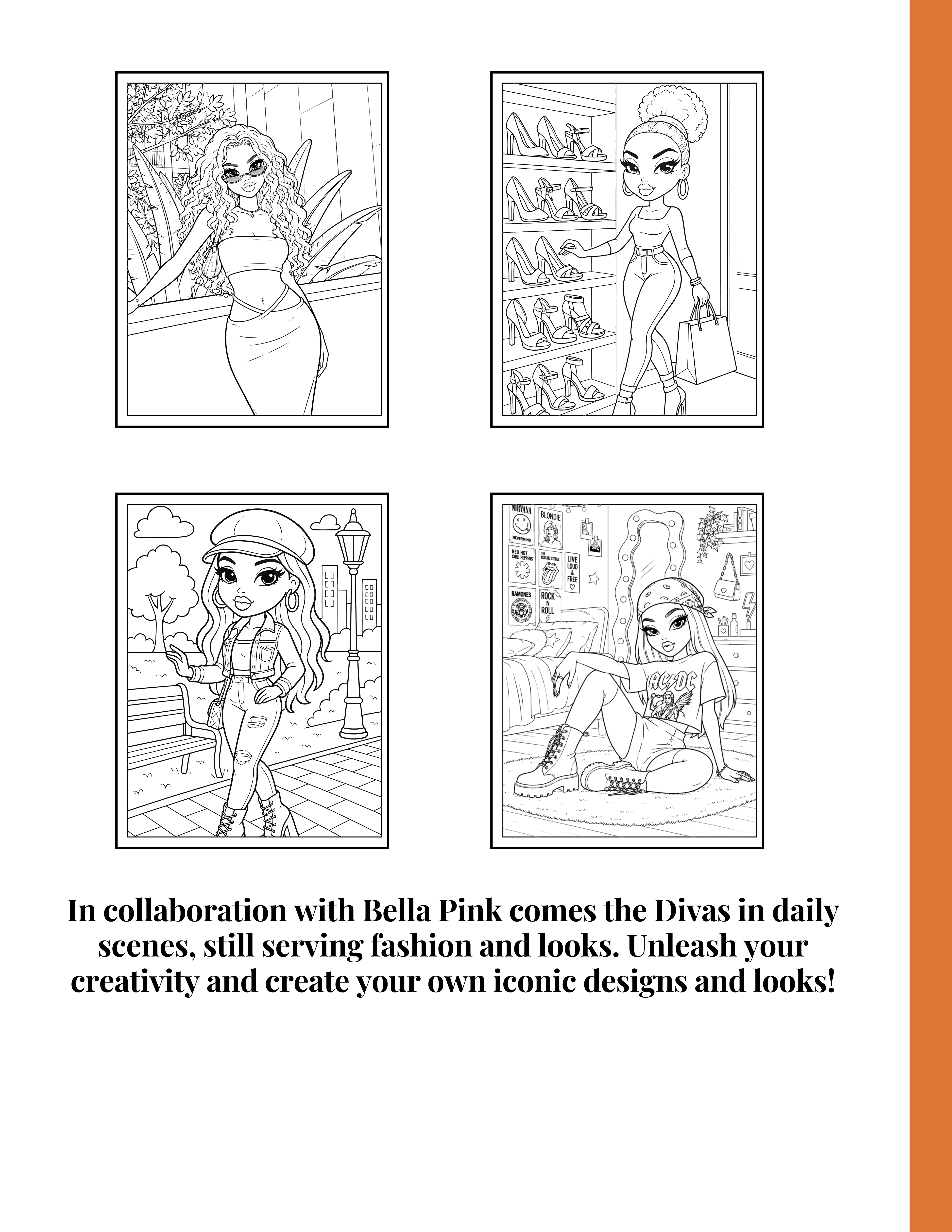 Diva Scenes Coloring Book : 30 Coloring Pages of Fashion Dolls