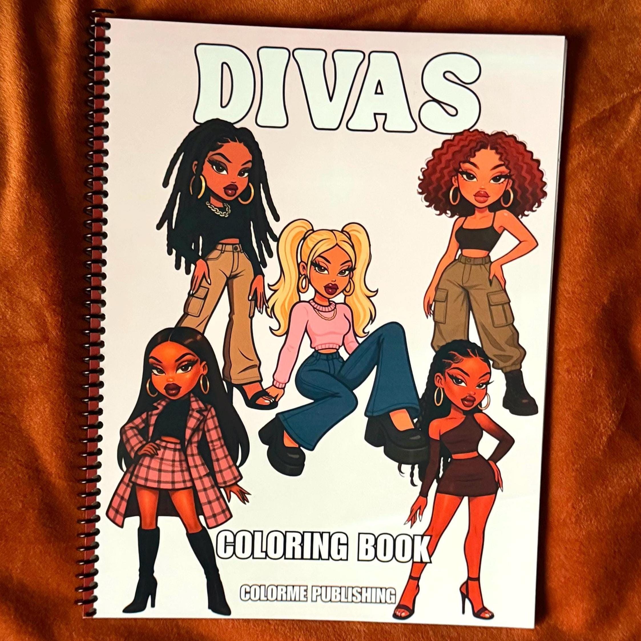 Divas Fashion Coloring Book: 30 Coloring Pages, Dolls - Spiral Edition Physical Book